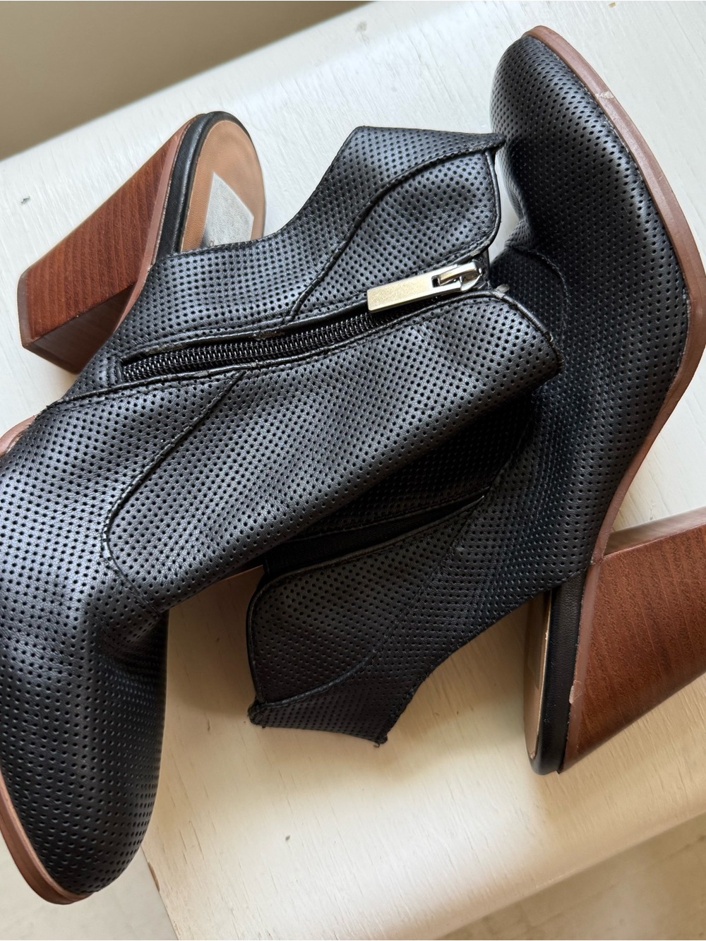 Dolce Vita Black Perforated Ankle Boots